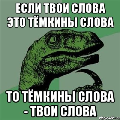 если твои слова это тёмкины слова то тёмкины слова - твои слова, Мем Филосораптор