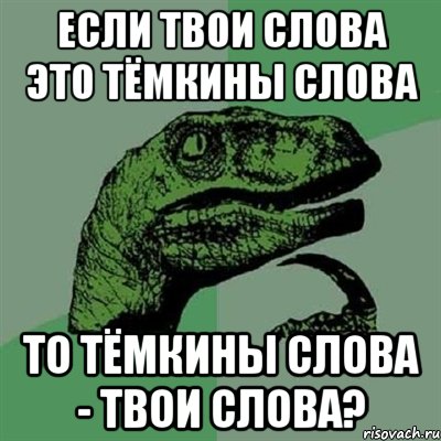 если твои слова это тёмкины слова то тёмкины слова - твои слова?, Мем Филосораптор