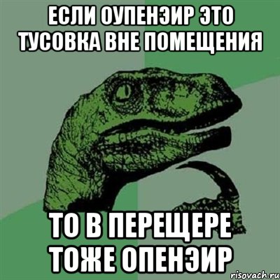 если оупенэир это тусовка вне помещения то в перещере тоже опенэир, Мем Филосораптор