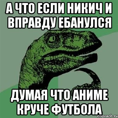 А что если никич и вправду Ебанулся Думая что аниме круче футбола, Мем Филосораптор