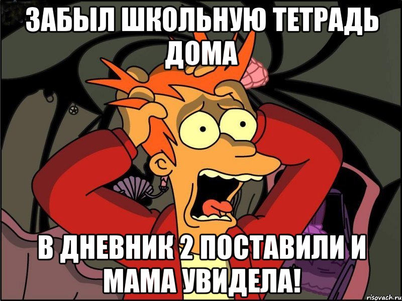 Забыл школьную тетрадь дома в дневник 2 поставили и мама увидела!, Мем Фрай в панике