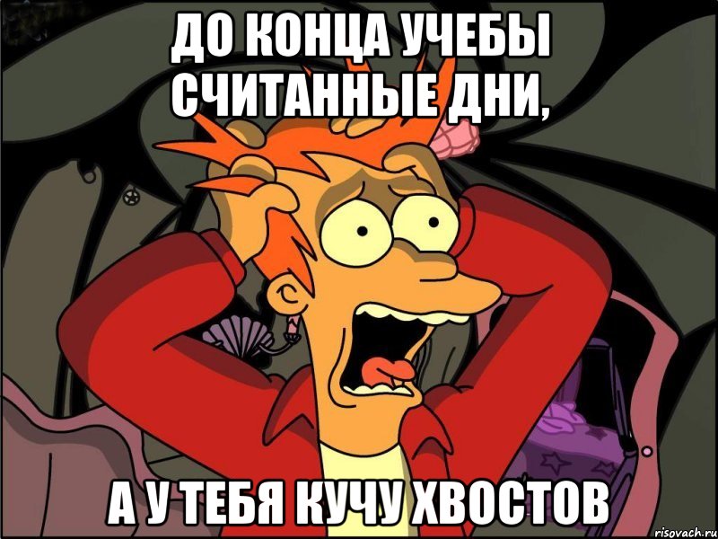 до конца учебы считанные дни, а у тебя кучу хвостов, Мем Фрай в панике