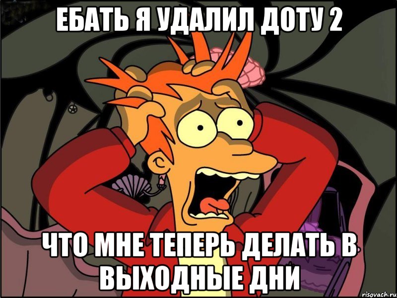 Ебать я удалил доту 2 что мне теперь делать в выходные дни, Мем Фрай в панике