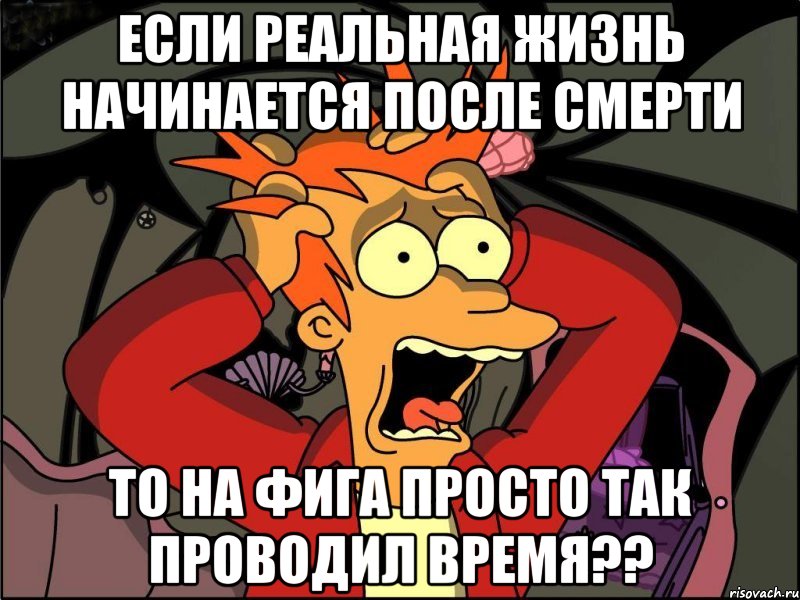 если реальная жизнь начинается после смерти то на фига просто так проводил время??, Мем Фрай в панике