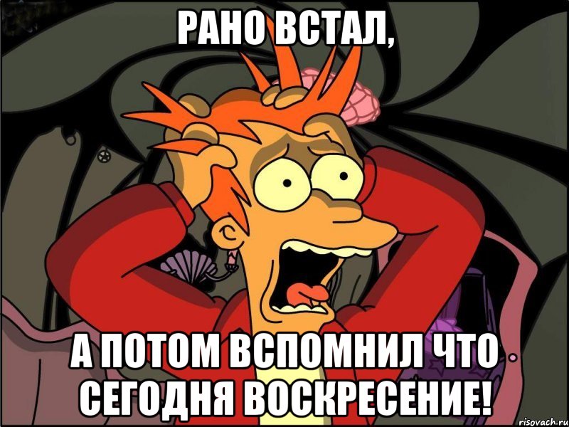 Рано встал, А потом вспомнил что сегодня воскресение!, Мем Фрай в панике