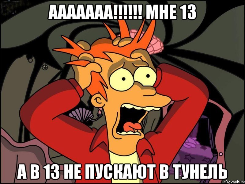 ааааааа!!!!!! мне 13 а в 13 не пускают в тунель, Мем Фрай в панике