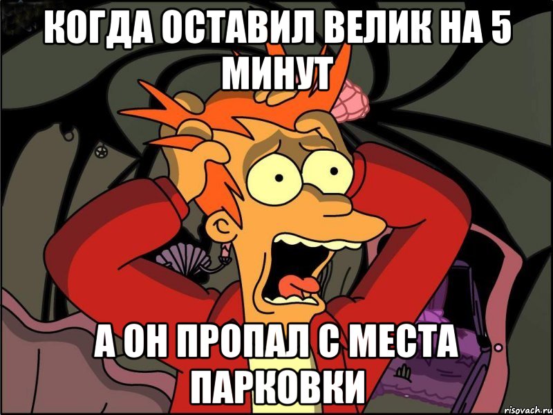 КОГДА ОСТАВИЛ ВЕЛИК НА 5 МИНУТ А ОН ПРОПАЛ С МЕСТА ПАРКОВКИ, Мем Фрай в панике