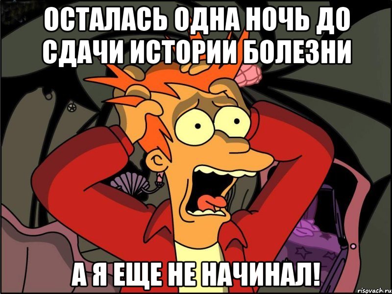 осталась одна ночь до сдачи истории болезни а я еще не начинал!, Мем Фрай в панике