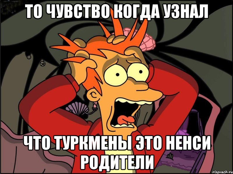 ТО ЧУВСТВО КОГДА УЗНАЛ ЧТО ТУРКМЕНЫ ЭТО НЕНСИ РОДИТЕЛИ, Мем Фрай в панике