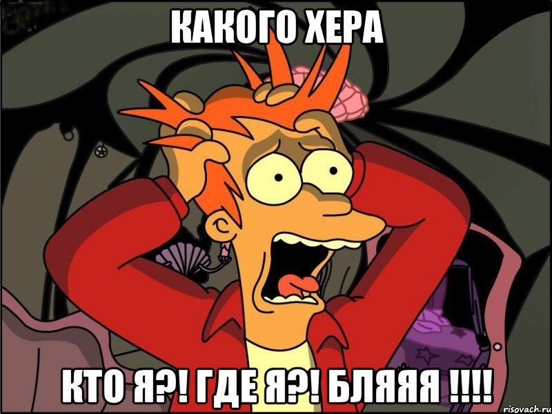 Какого хера Кто я?! Где я?! Бляяя !!!!, Мем Фрай в панике