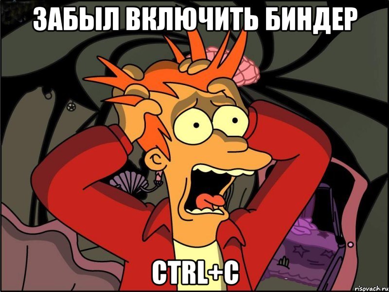 ЗАБЫЛ ВКЛЮЧИТЬ БИНДЕР ctrl+c, Мем Фрай в панике