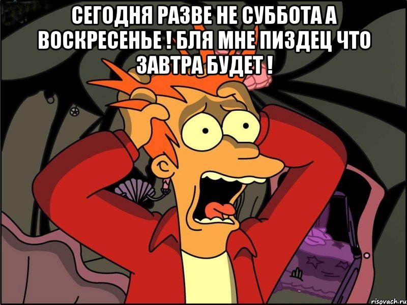 Сегодня разве не суббота а воскресенье ! бля мне пиздец что завтра будет ! , Мем Фрай в панике