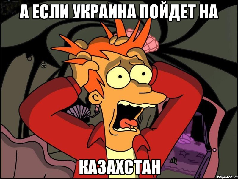 А если украина пойдет на КАЗАХСТАН, Мем Фрай в панике