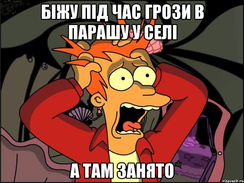 біжу під час грози в парашу у селі а там занято, Мем Фрай в панике