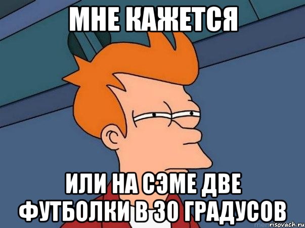 Мне кажется или на сэме две футболки в 30 градусов, Мем  Фрай (мне кажется или)