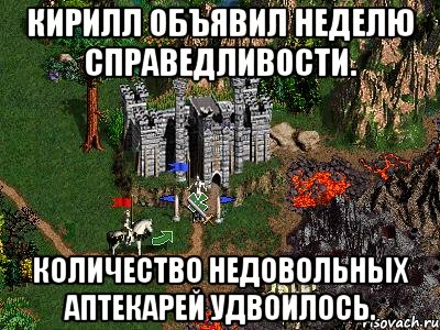 Кирилл объявил неделю справедливости. Количество недовольных аптекарей удвоилось., Мем Герои 3