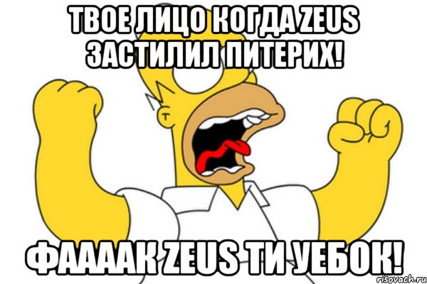 твое лицо когда Zeus застилил питерих! фаааак Zeus ти уебок!, Мем Разъяренный Гомер