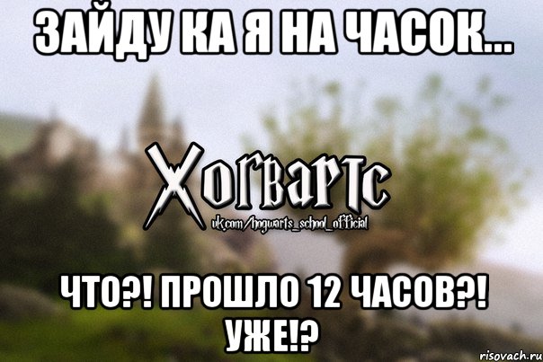 Зайду ка я на часок... Что?! Прошло 12 часов?! Уже!?, Мем Хогвартс