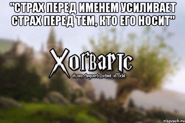 "Страх перед именем усиливает страх перед тем, кто его носит" , Мем Хогвартс