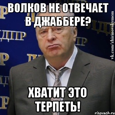 Волков не отвечает в джаббере? Хватит это терпеть!, Мем Хватит это терпеть (Жириновский)