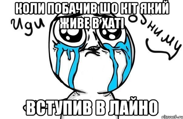 Коли побачив шо кіт який живе в хаті вступив в лайно, Мем Иди обниму