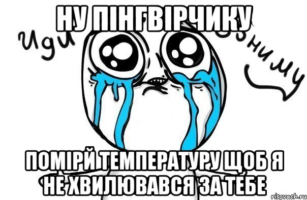 Ну пінгвірчику помірй температуру щоб я не хвилювався за тебе, Мем Иди обниму