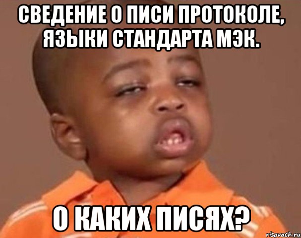 Сведение о писи протоколе, языки стандарта мэк. О КАКИХ ПИСЯХ?, Мем  Какой пацан (негритенок)