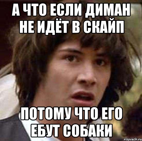 а что если диман не идёт в скайп потому что его ебут собаки, Мем А что если (Киану Ривз)