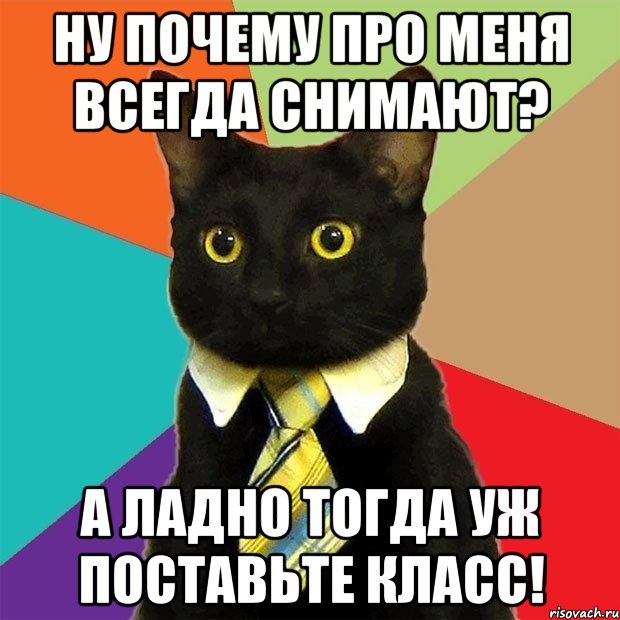 ну почему про меня всегда снимают? А ладно тогда уж поставьте класс!, Мем  Кошечка