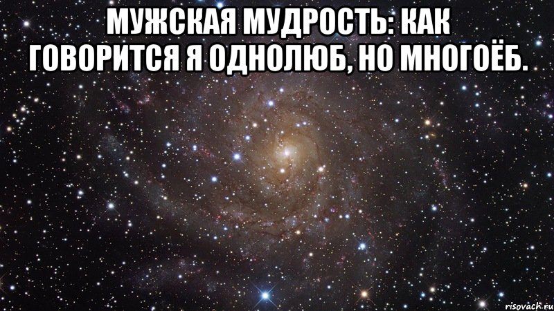 Мужская мудрость: Как говорится я однолюб, но многоёб. , Мем  Космос (офигенно)