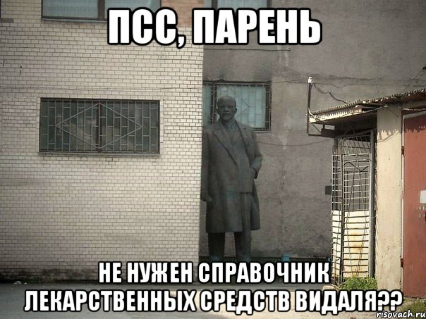 псс, парень не нужен справочник лекарственных средств видаля??, Мем  Ленин за углом (пс, парень)