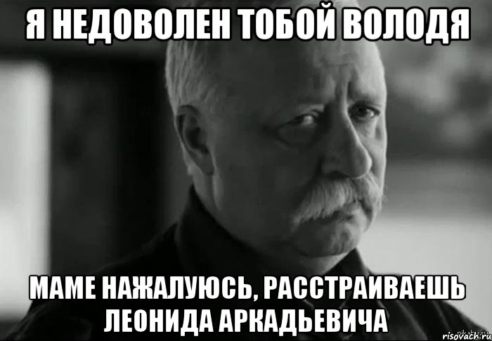 Я недоволен тобой Володя маме нажалуюсь, расстраиваешь Леонида Аркадьевича, Мем Не расстраивай Леонида Аркадьевича