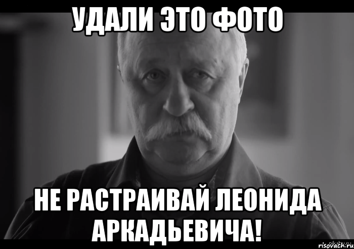 УДАЛИ ЭТО ФОТО НЕ РАСТРАИВАЙ ЛЕОНИДА АРКАДЬЕВИЧА!, Мем Не огорчай Леонида Аркадьевича