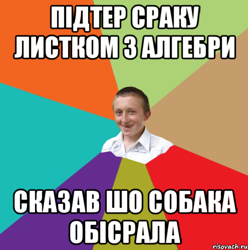 Підтер сраку листком з алгебри Сказав шо собака обісрала, Мем  малый паца