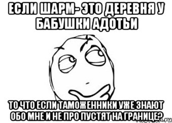 Если Шарм- это деревня у бабушки Адотьи То что если таможенники уже знают обо мне и не про пустят на границе?, Мем Мне кажется или