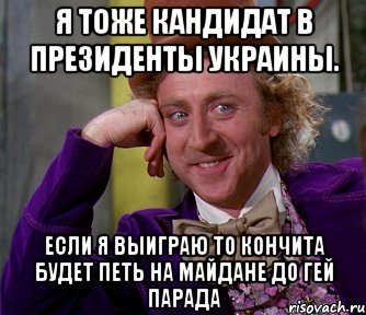 Я тоже кандидат в президенты украины. Если я выиграю то кончита будет петь на майдане до гей парада, Мем мое лицо