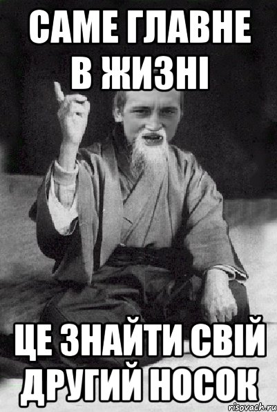 саме главне в жизні це знайти свій другий носок, Мем Мудрий паца