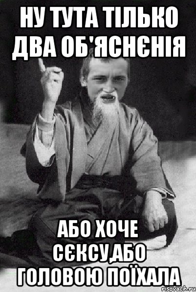 ну тута тілько два об'яснєнія або хоче сєксу,або головою поїхала, Мем Мудрий паца