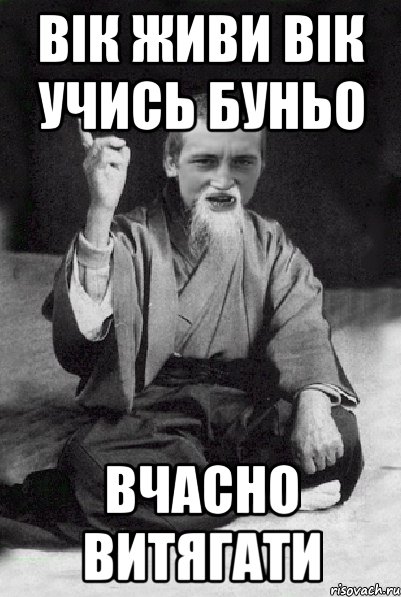 вік живи вік учись буньо вчасно витягати, Мем Мудрий паца