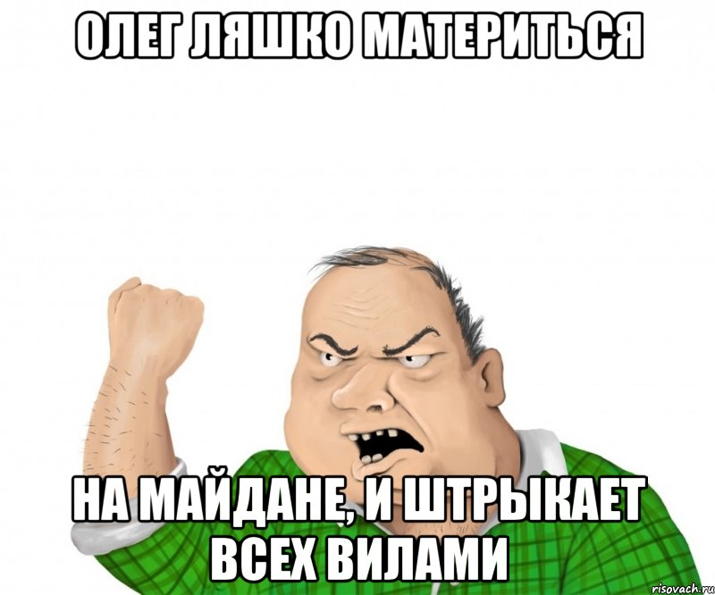 олег ляшко материться на майдане, и штрыкает всех ВИЛАМИ, Мем мужик