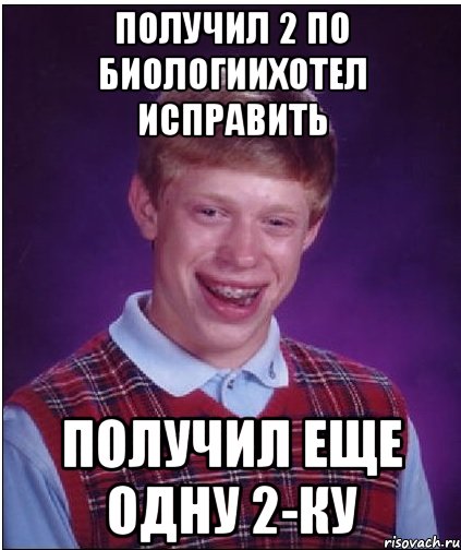 Получил 2 по биологииХотел исправить Получил еще одну 2-ку, Мем Неудачник Брайан