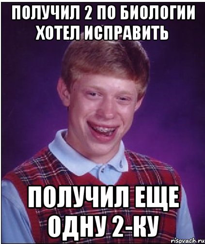 Получил 2 по биологии хотел исправить Получил еще одну 2-ку, Мем Неудачник Брайан