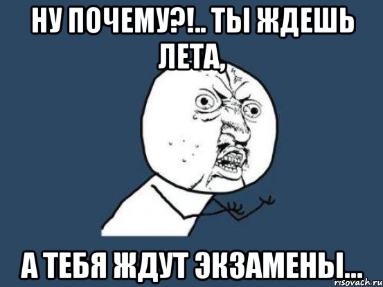 Ну почему?!.. Ты ждешь лета, а тебя ждут экзамены..., Мем Ну почему