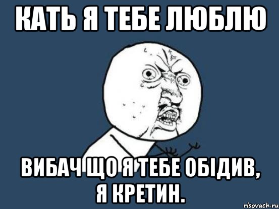 Кать я тебе люблю Вибач що я тебе обідив, я кретин., Мем Ну почему