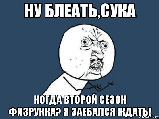 Ну блеать,сука Когда второй сезон ФИЗРУККА? Я заебался ждать!, Мем Ну почему