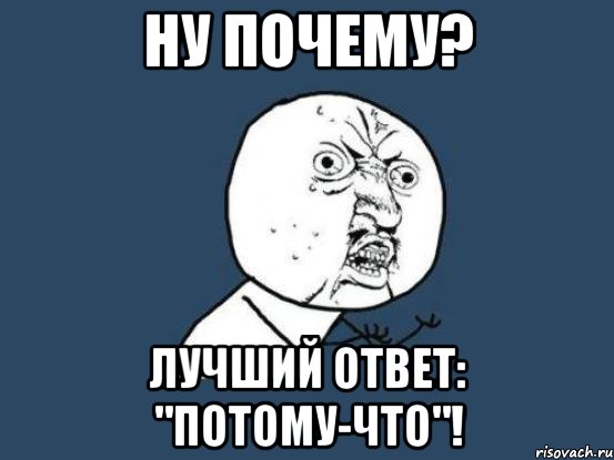 Ну почему? Лучший ответ: "Потому-что"!, Мем Ну почему