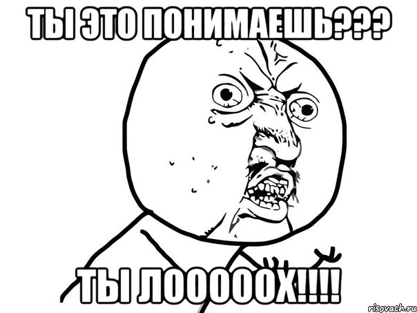 ТЫ это понимаешь??? ТЫ ЛоОоОох!!!!, Мем Ну почему (белый фон)