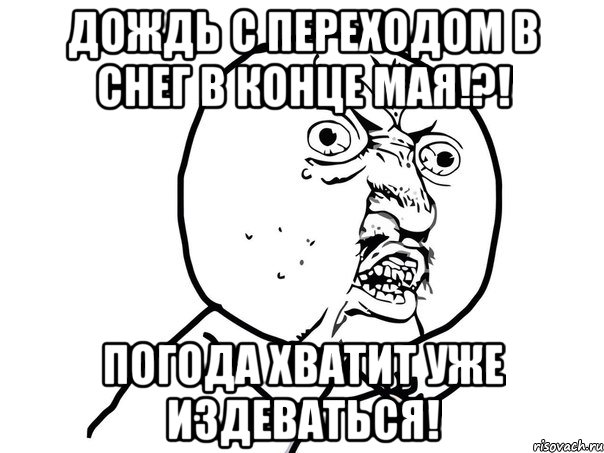 дождь с переходом в снег в конце мая!?! погода хватит уже издеваться!, Мем Ну почему (белый фон)