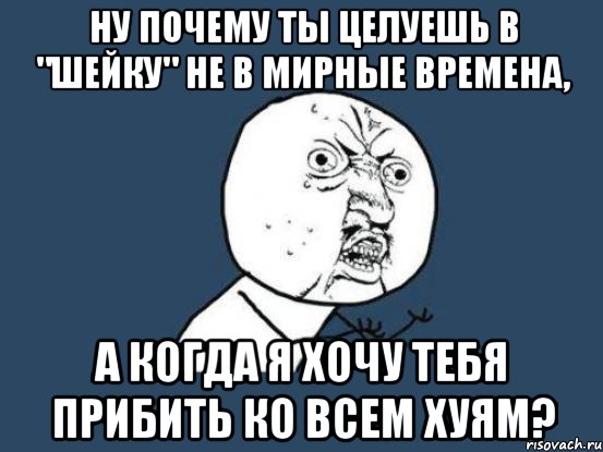 Ну почему ты целуешь в "шейку" не в мирные времена, а когда я хочу тебя прибить ко всем хуям?, Мем Ну почему