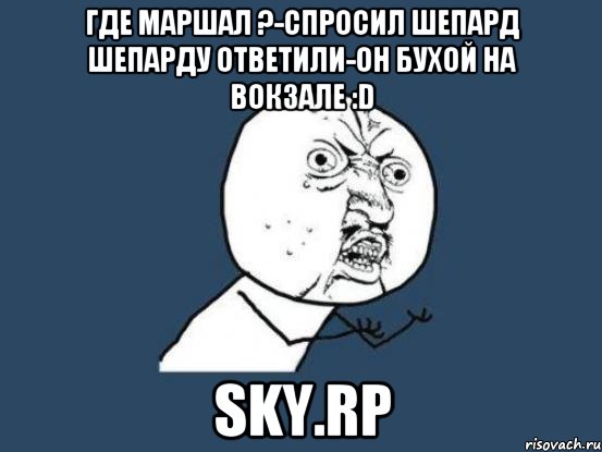 Где Маршал ?-Спросил Шепард Шепарду ответили-Он бухой на вокзале :D SKY.Rp, Мем Ну почему